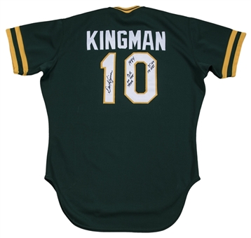 1984 Dave Kingman Game Used and Twice Signed Oakland As Alternate Green Jersey (JSA)